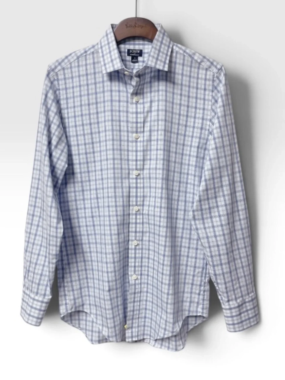 J.Crew Men's Denim White & Blue Plaid Long Sleeve Button-Down Shirt Size S